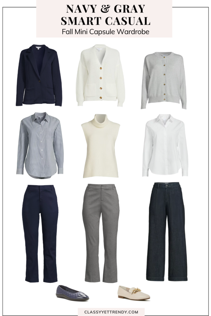 Navy and Gray Smart Casual Fall Mini Capsule Wardrobe - Classy Yet Trendy