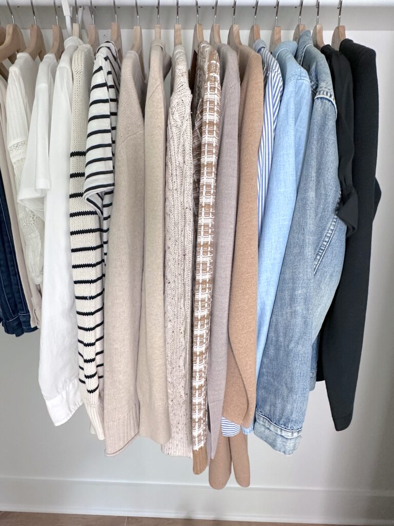 MY 29 PIECE FALL 2023 CLASSIC NEUTRAL CAPSULE WARDROBE - tops layers
