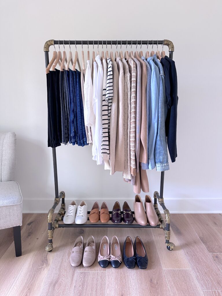 MY 29 PIECE FALL 2023 CLASSIC NEUTRAL CAPSULE WARDROBE - wardrobe rack full