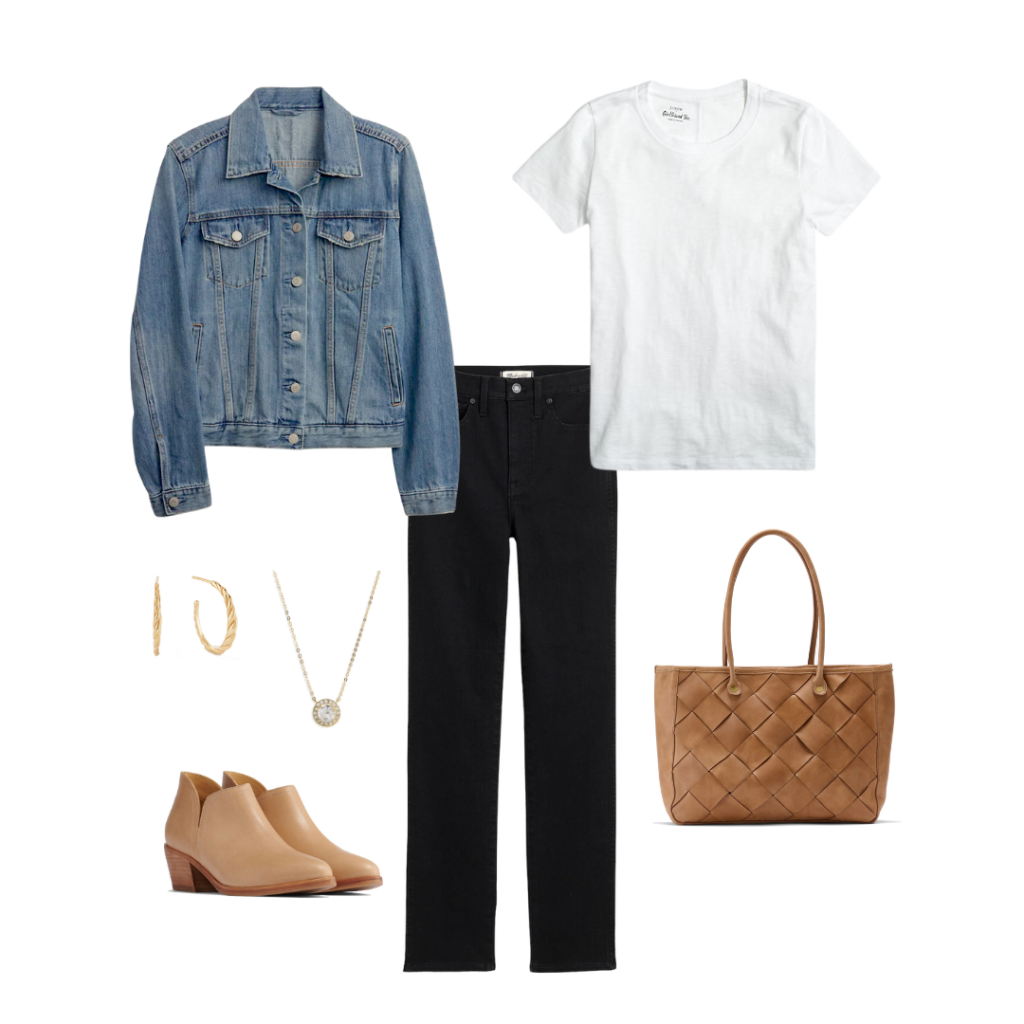 ONE BASE MULTIPLE OUTFITS - BLACK JEANS WHITE TEE - OUTFIT 3
