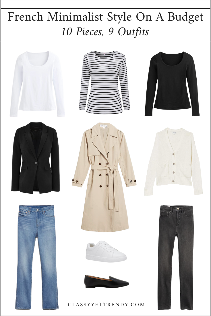 French Minimalist Style On A Budget: 10 Pieces, 9 Outfits