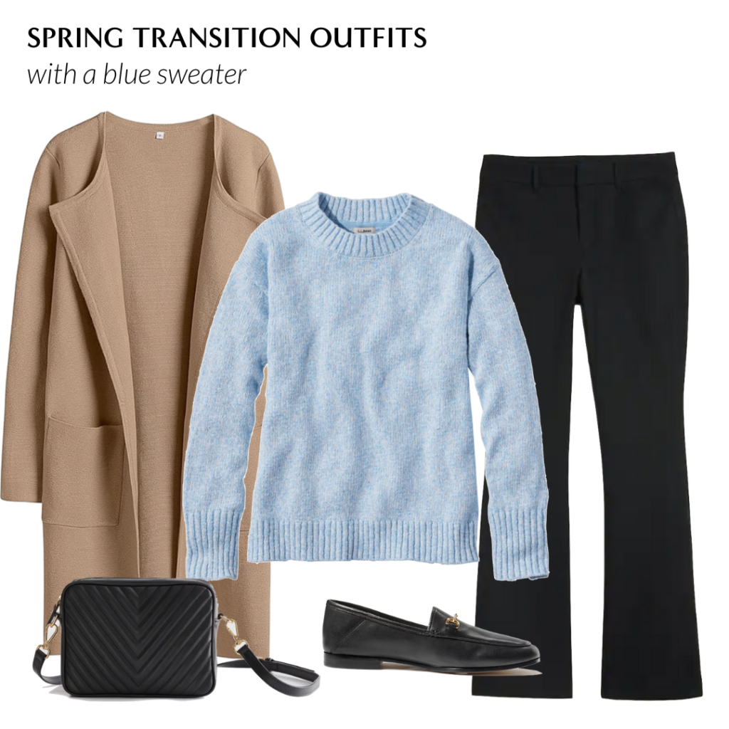 Spring Transition Outfits With A Blue Sweater - Classy Yet Trendy
