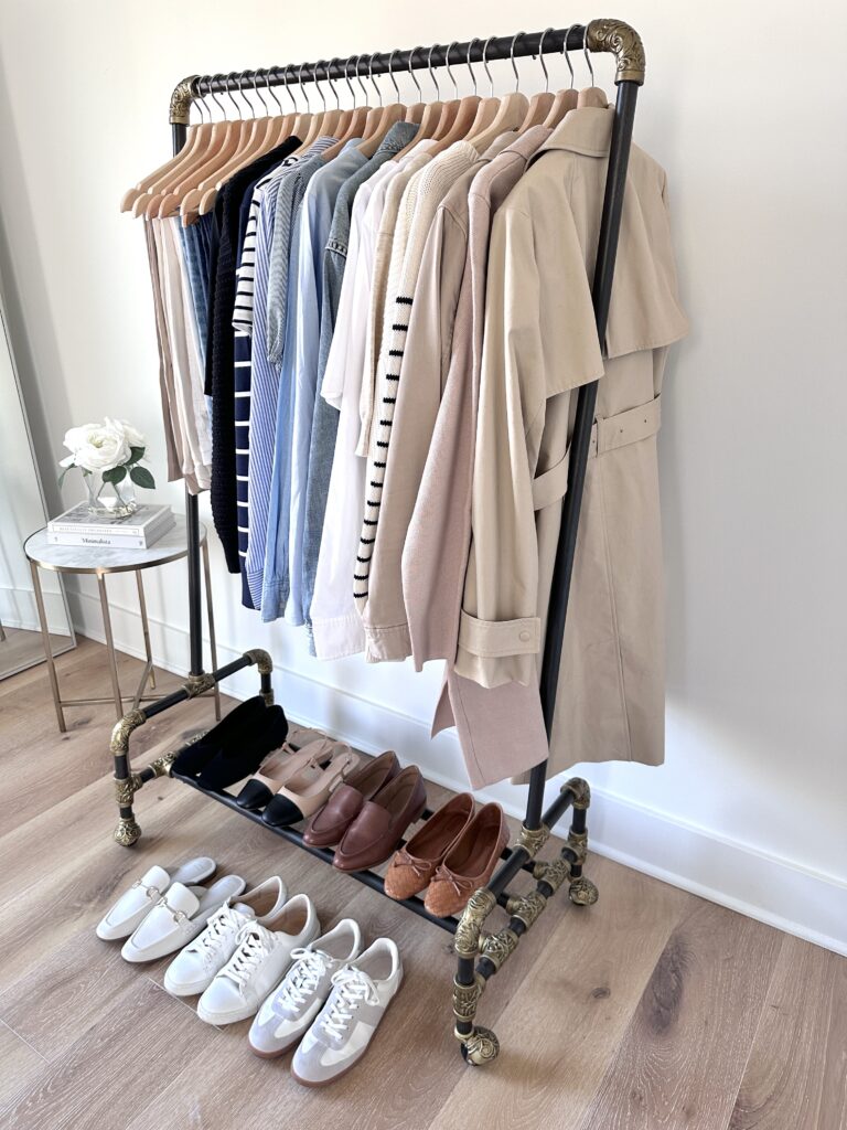 MY 30-PIECE SPRING 2024 CAPSULE WARDROBE - clothes rack right side