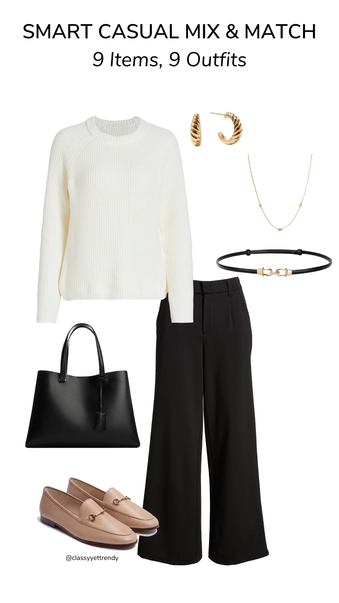 Smart Casual Mix & Match: 9 Pieces, 9 Outfits - Classy Yet Trendy