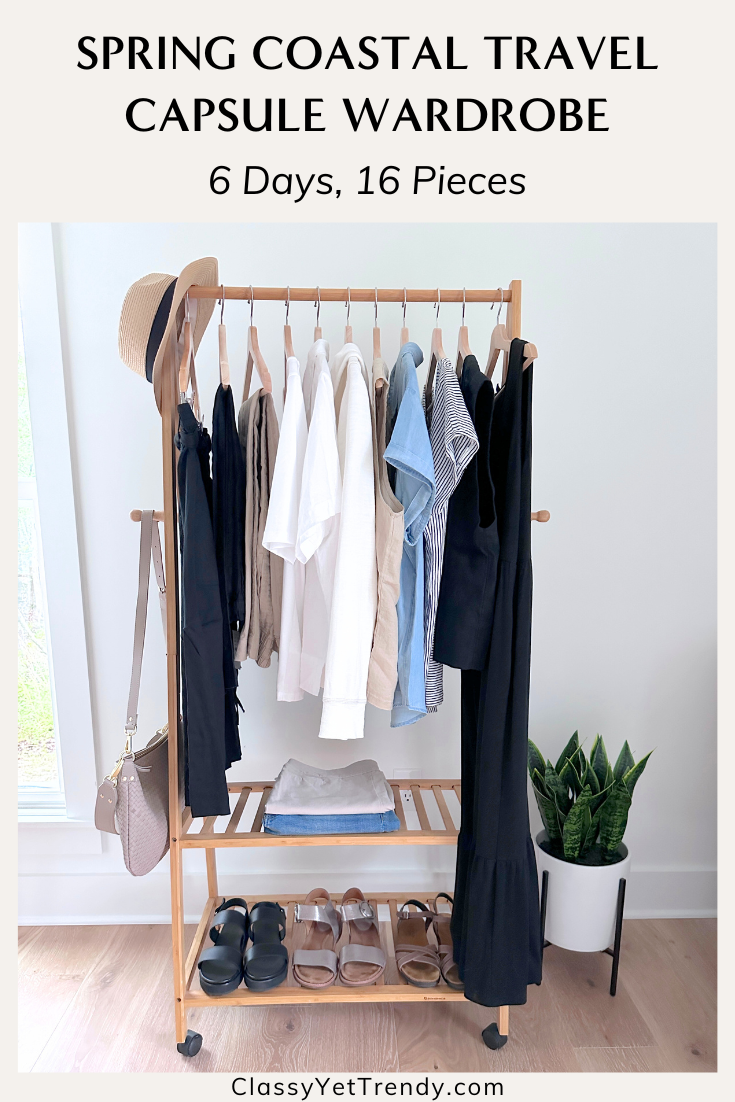 6-Days Spring Coastal Travel Capsule Wardrobe: 16 Pieces, 12 Outfits
