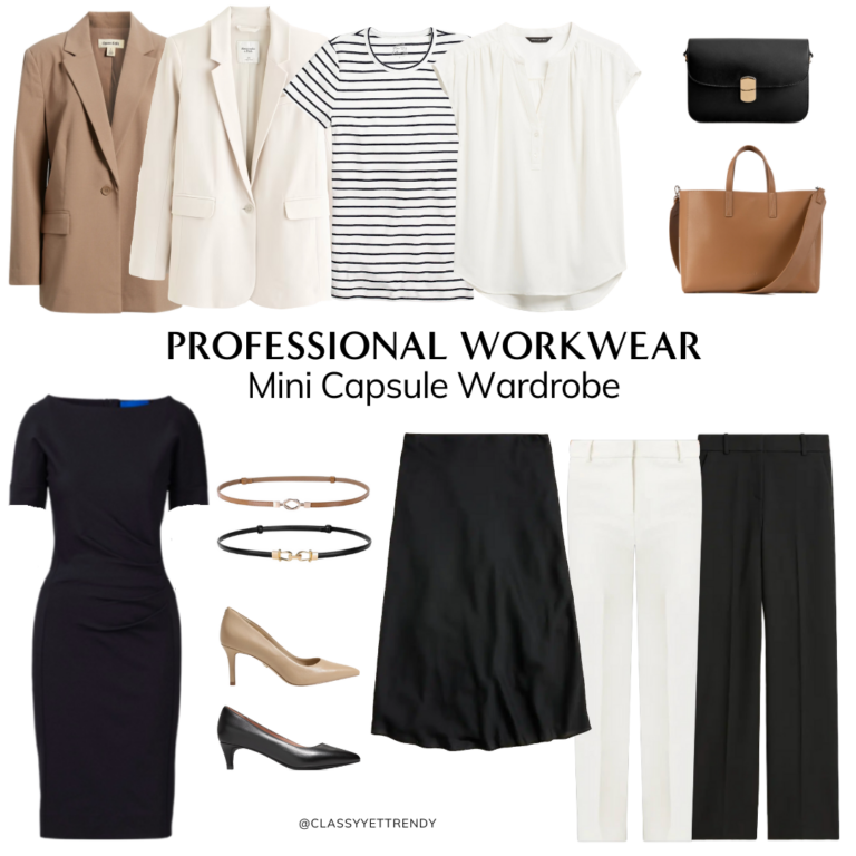 Professional Workwear Mini Capsule Wardrobe: 10 Pieces, 8 Outfits