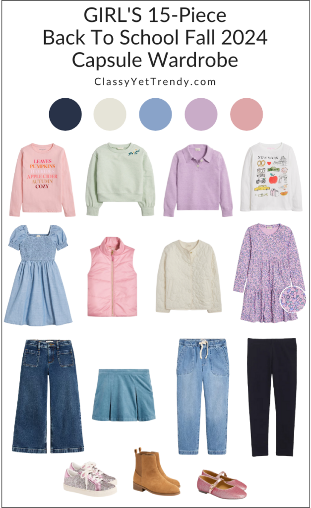 Girls Back To School Capsule Wardrobe Outfits - Fall 2024 - capsule