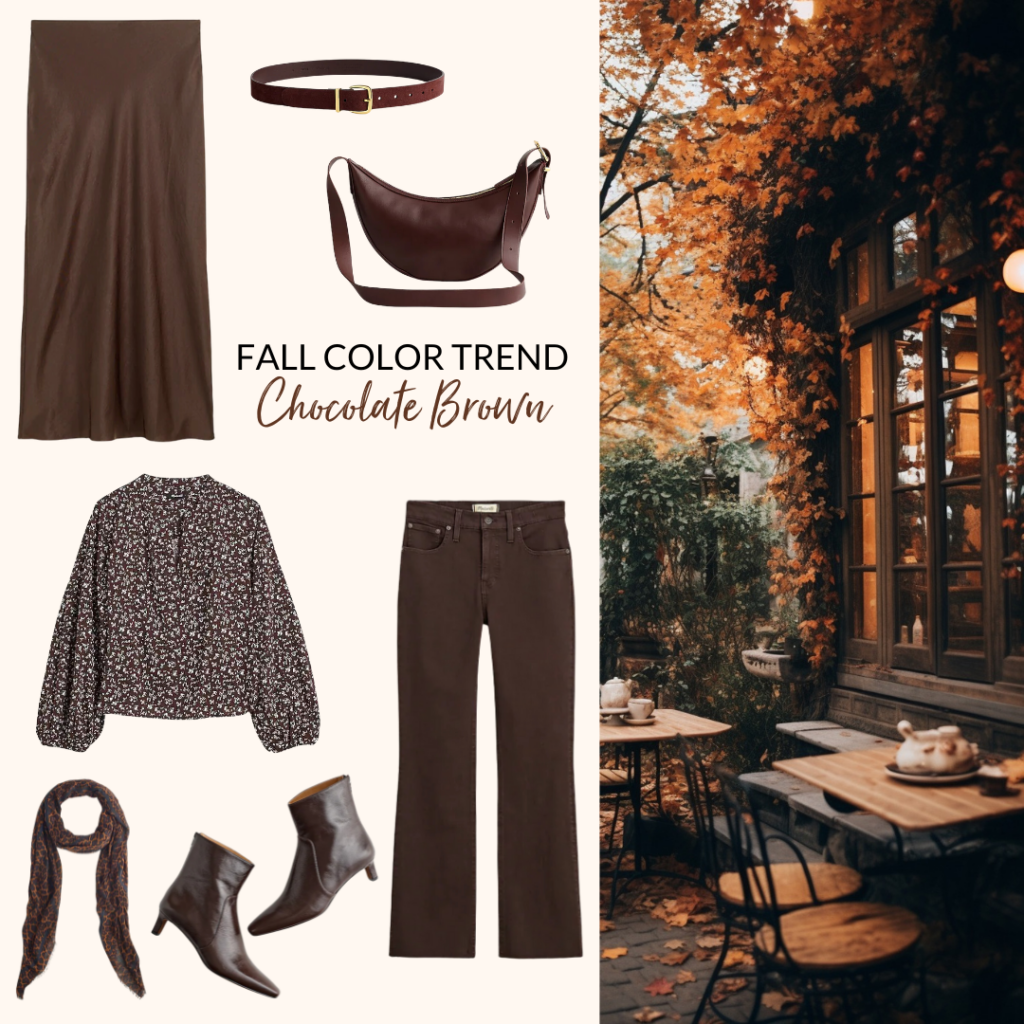 FALL 2024 COLOR TREND OUTFITS - CHOCOLATE BROWN - COLLAGE