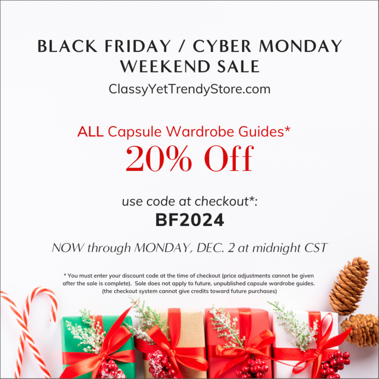 Classy Yet Trendy’s 2024 Black Friday & Cyber Monday Sale – Capsule Wardrobes 20% Off