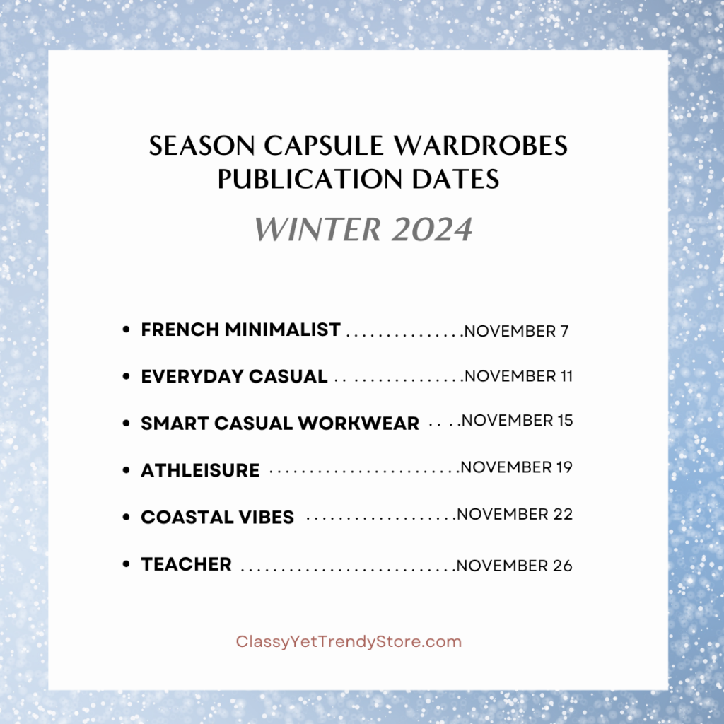 WINTER 2024 - CAPSULE WARDROBE EBOOK PUBLICATION SCHEDULE