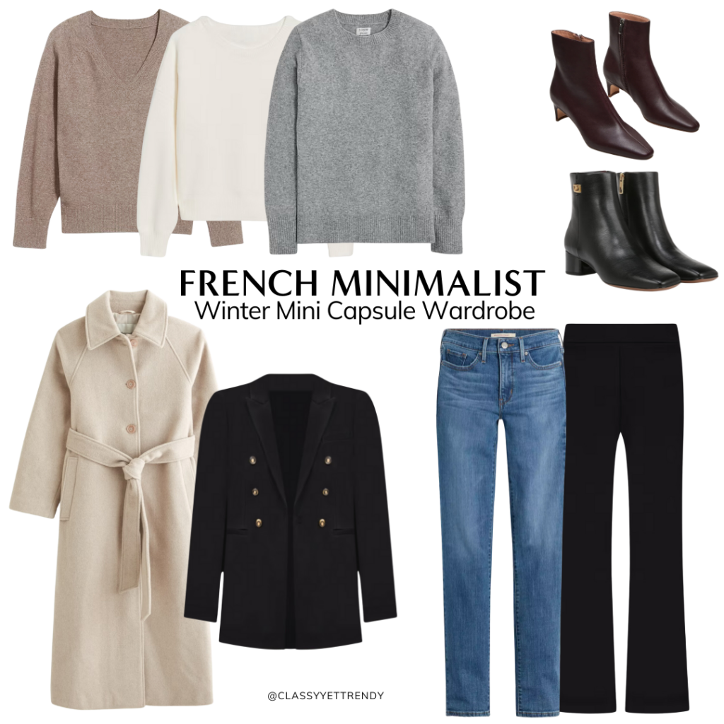 FRENCH MINIMALIST MINI CAPSULE WARDROBE WINTER 2024 - collage