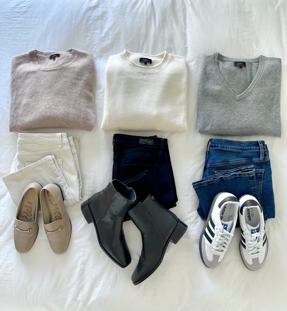 WINTER SWEATERS MIX AND MATCH 9 ITEMS, 9 OUTFITS - JAN 2025 - FLATLAY