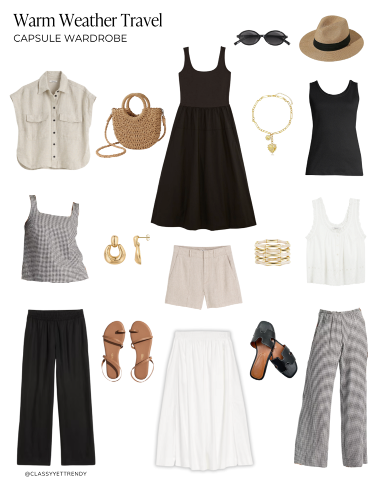 Warm Weather Capsule Wardrobe: Minimalist Essentials For Your Closet And Travel Carry-On  | 11 Pieces, 10 Outfits
