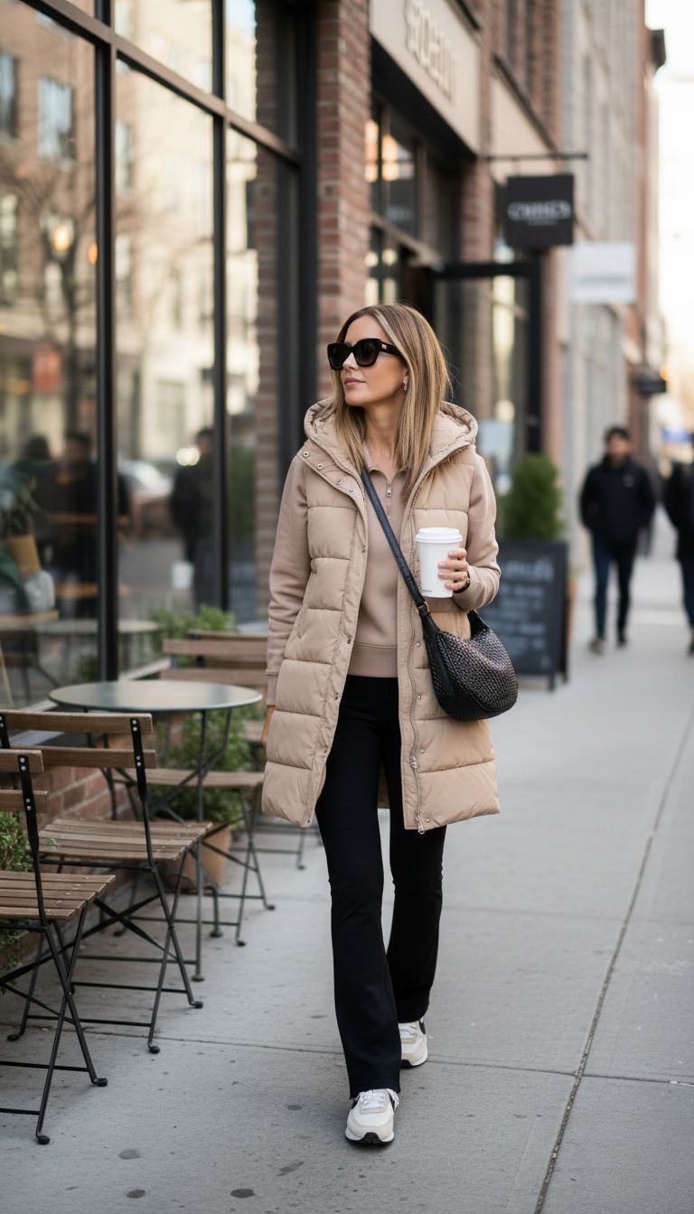 6 WAYS TO WEAR A LONG PUFFER VEST WITH EVERYDAY CASUAL CAPSULE WARDROBE WINTER 2025 - DEC 2025 OUTFIT 1 STYLED