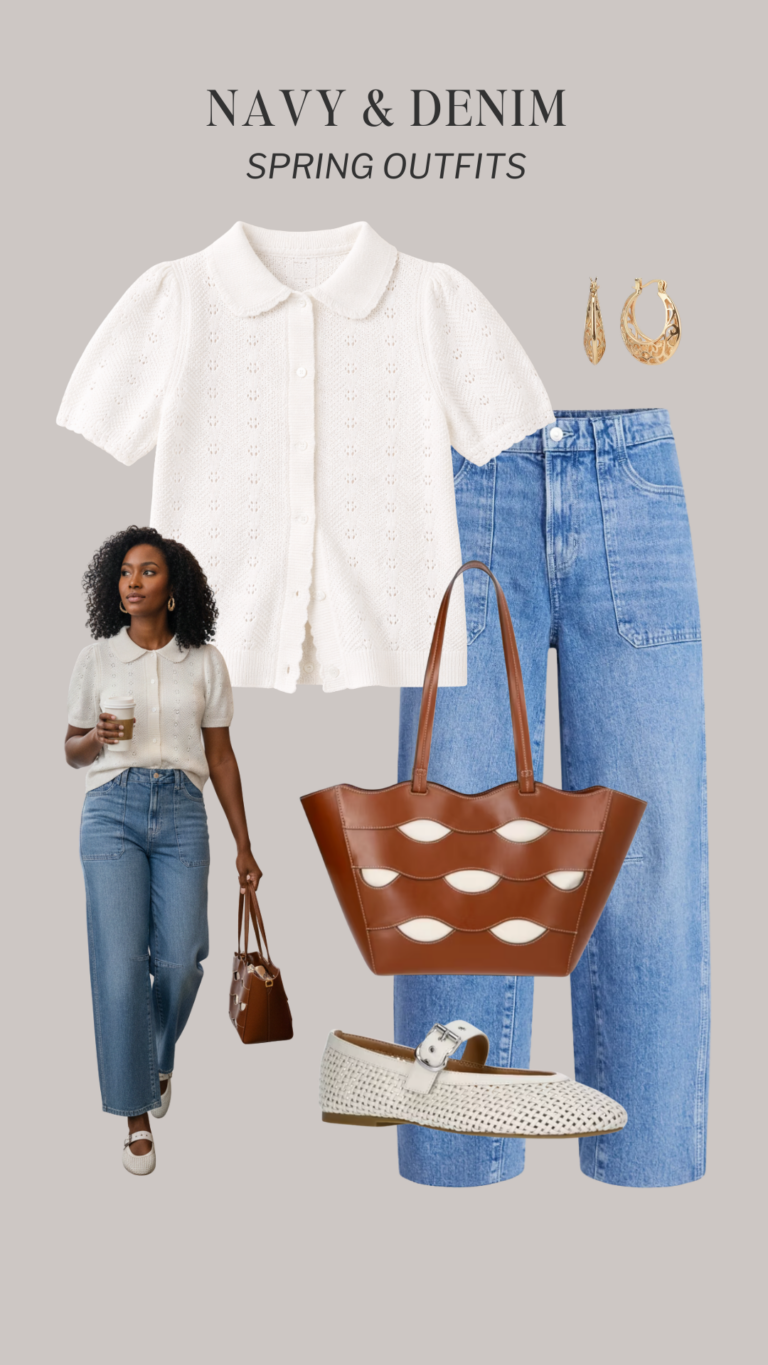 NAVY AND DENIM OUTFIT IDEAS WALMART SPRING 2026 - OUTFIT 1