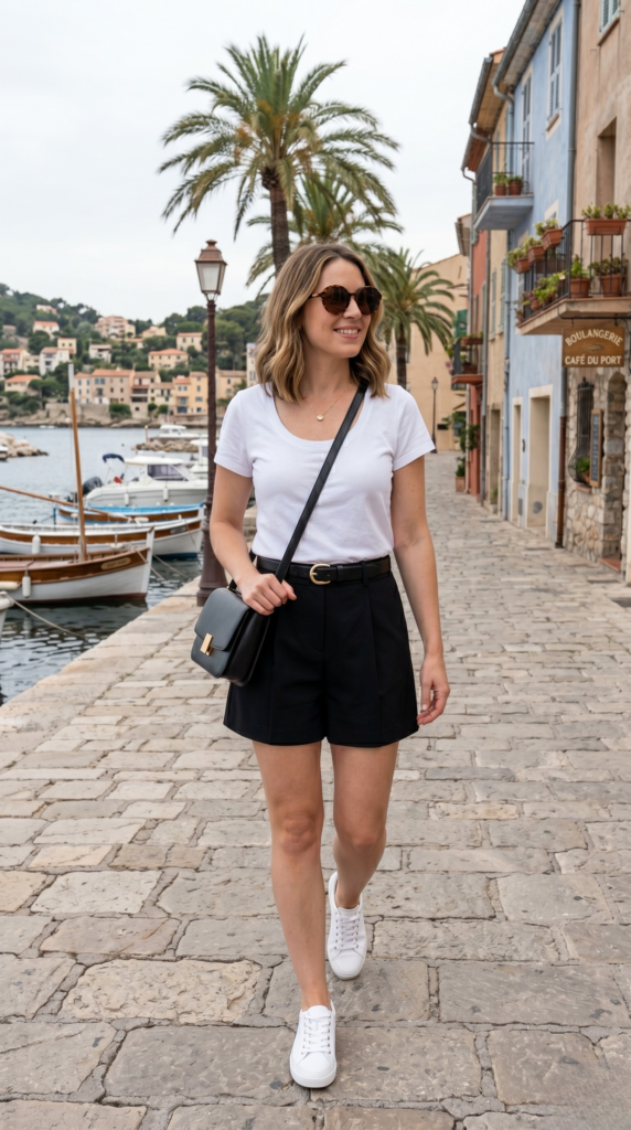 6 WAYS TO WEAR BLACK TAILORED SHORTS - OUTFIT 4MODEL