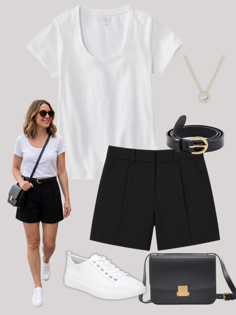 6 WAYS TO WEAR BLACK TAILORED SHORTS - OUTFIT4
