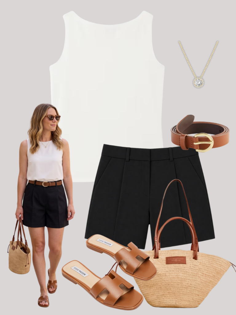 6 WAYS TO WEAR BLACK TAILORED SHORTS - OUTFIT5