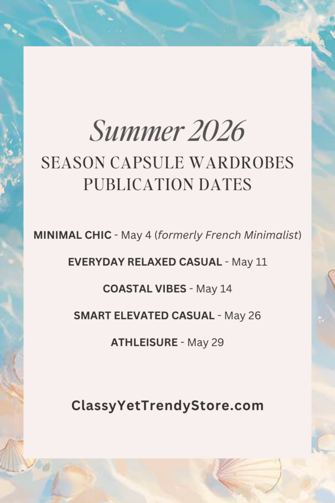 SUMMER 2026 - CAPSULE WARDROBE EBOOKS PUBLICATION SCHEDULE blog pin