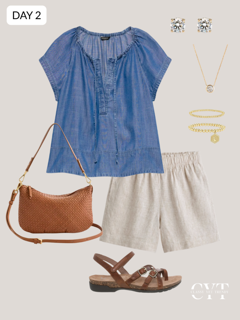 TRAVEL WARDROBE PACKING CHART - 5 DAYS 30A SANTA ROSA BEACH FLORIDA APR 2026 - DAY 2 OUTFIT COLLAGE