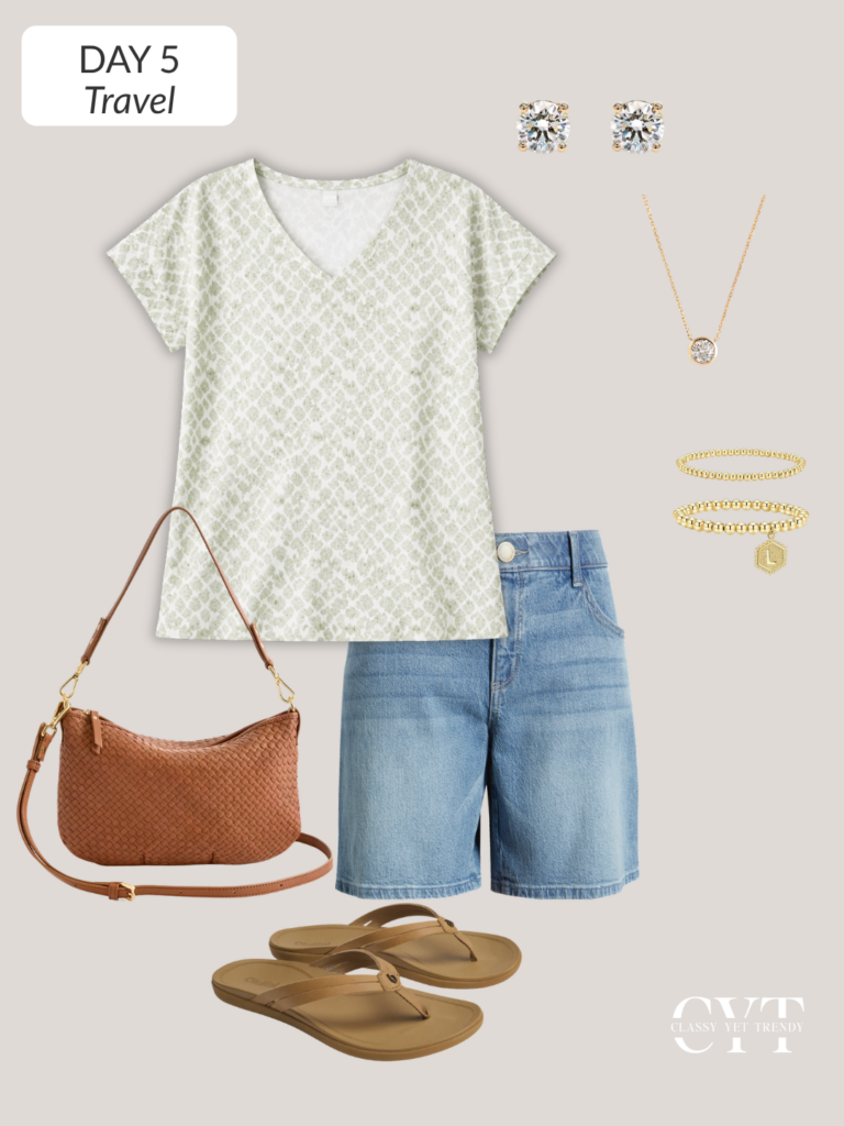 TRAVEL WARDROBE PACKING CHART - 5 DAYS 30A SANTA ROSA BEACH FLORIDA APR 2026 - DAY 5 OUTFIT COLLAGE