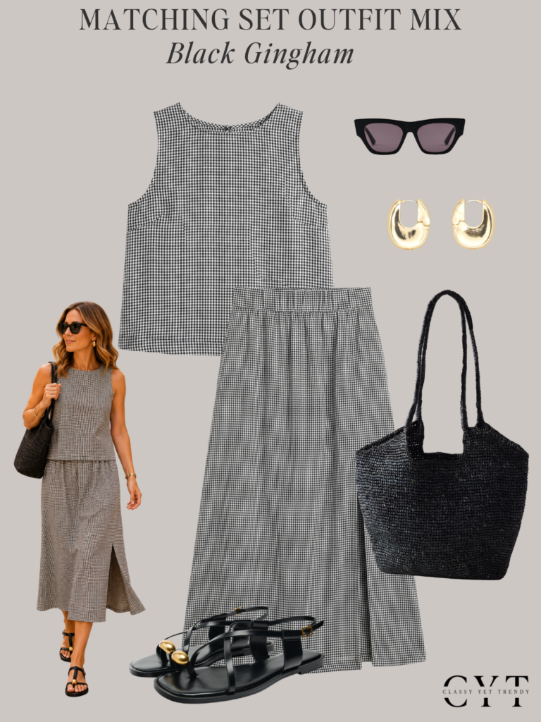 MATCHING SET OUTFIT MIX - BLACK GINGHAM LINEN - JUNE 2026 OUTFIT 1