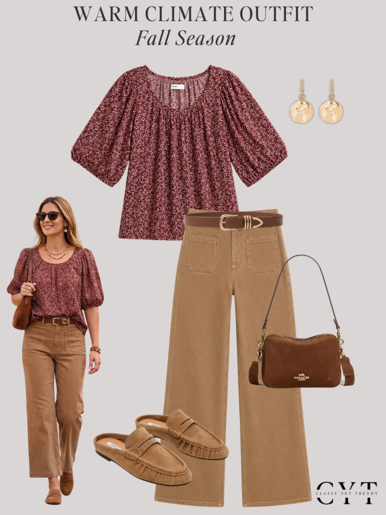 WARM CLIMATE OUTFIT COLLAGES WITH MODELS FALL 2026 - OUTFIT 1