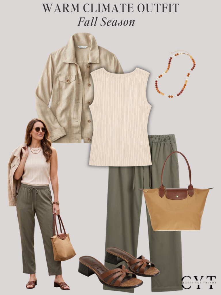 WARM CLIMATE OUTFIT COLLAGES WITH MODELS FALL 2026 - OUTFIT 4