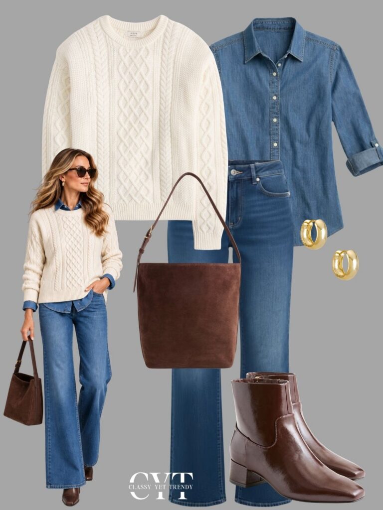 CHAMBRAY SHIRT 4 WAYS OUTFITS - SEPT 2026 - OUTFIT 4a