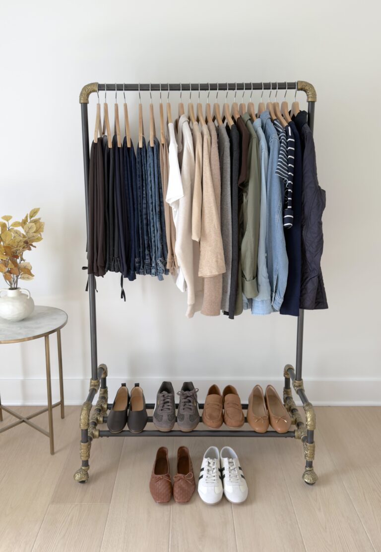 My 28-Piece FALL 2026 Elevated Casual Neutral Capsule Wardrobe - wardrobe rack full