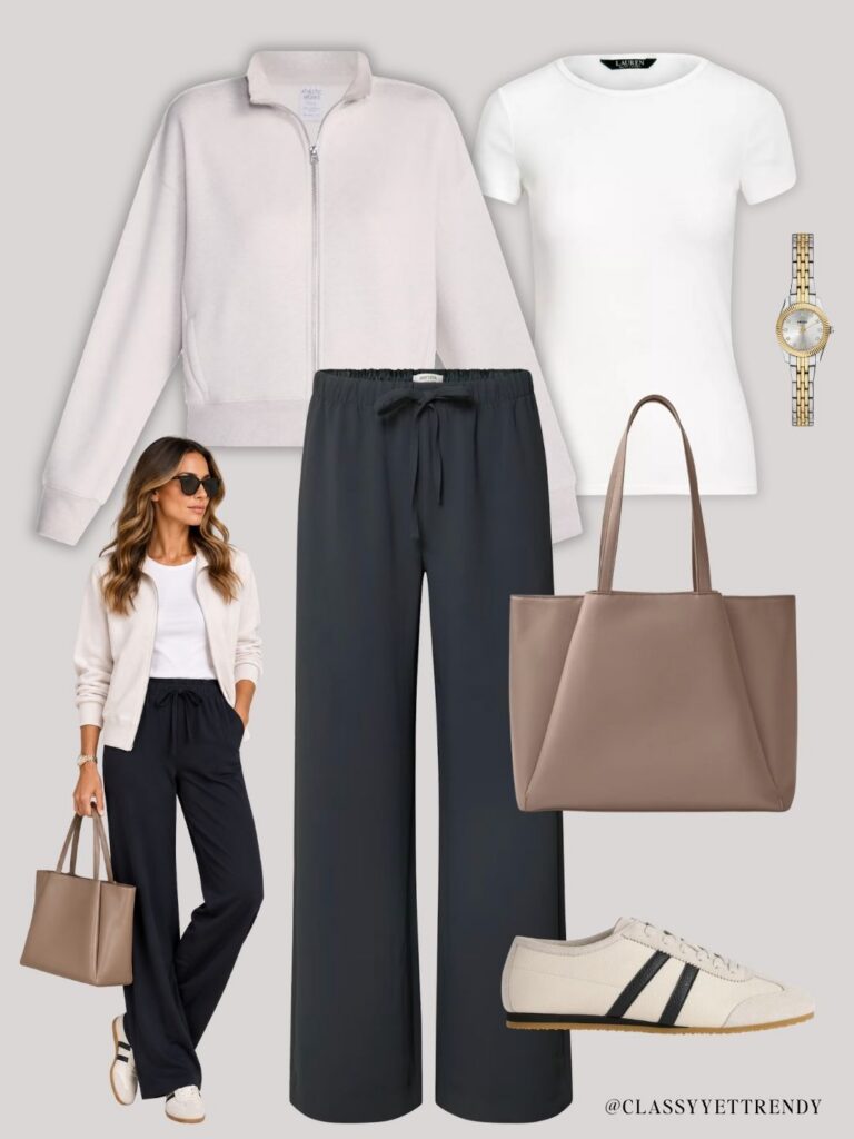 OUTFITS WITH NAVY ARITIZIA LODGE PANTS - OCT 2026 - WITH MODELS - OUTFIT 5