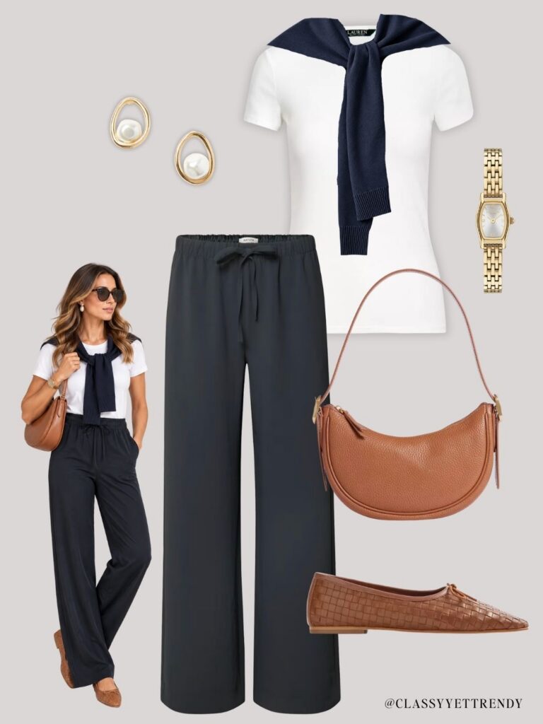 OUTFITS WITH NAVY ARITIZIA LODGE PANTS - OCT 2026 - WITH MODELS - OUTFIT 6