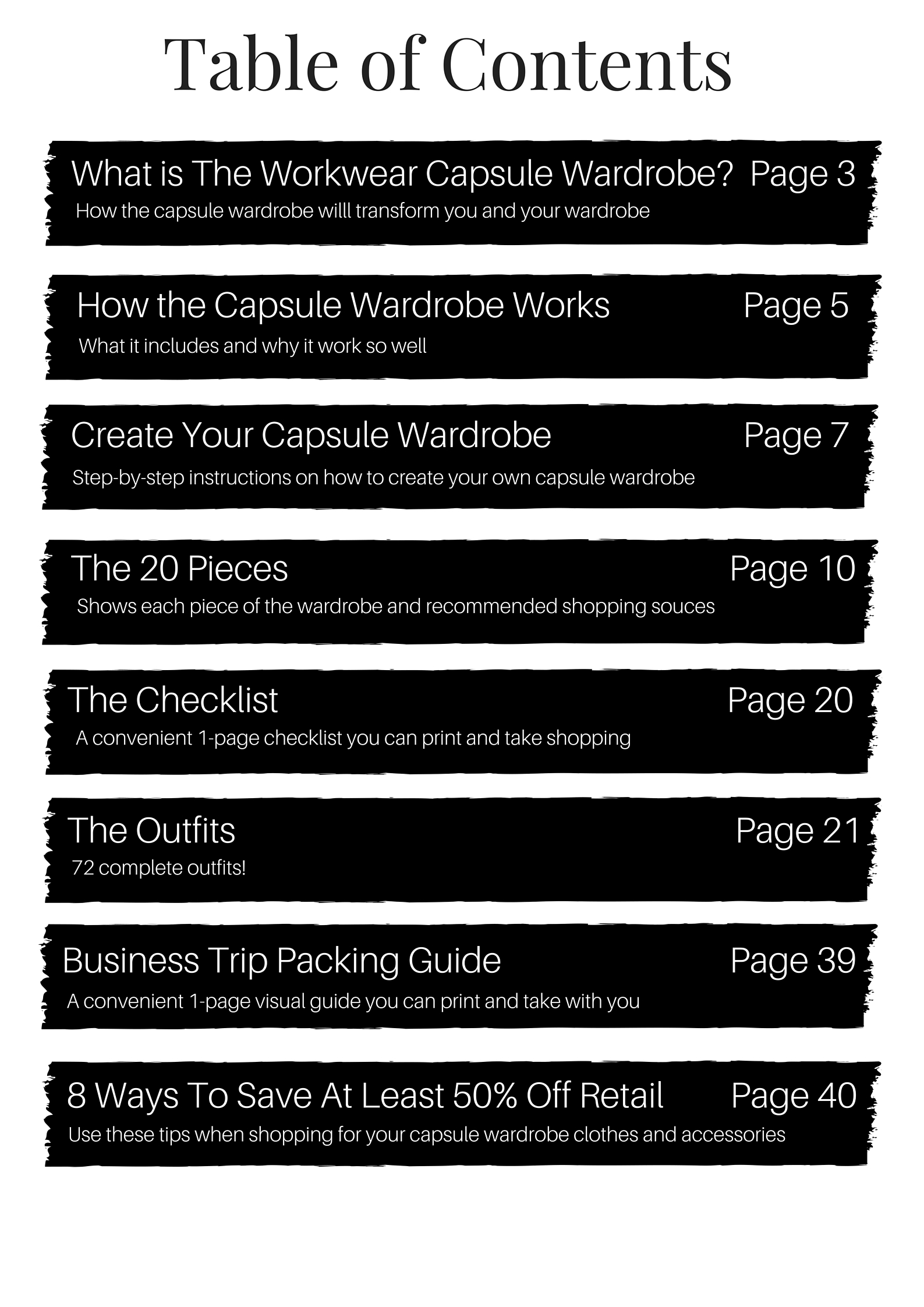 WORKWEAR Table of Contents 1