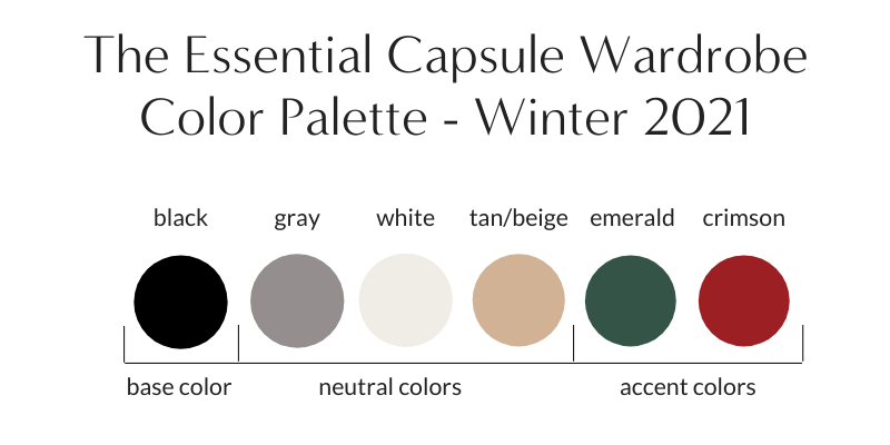 Essential Capsule Wardrobe Winter 2021 Color Palette