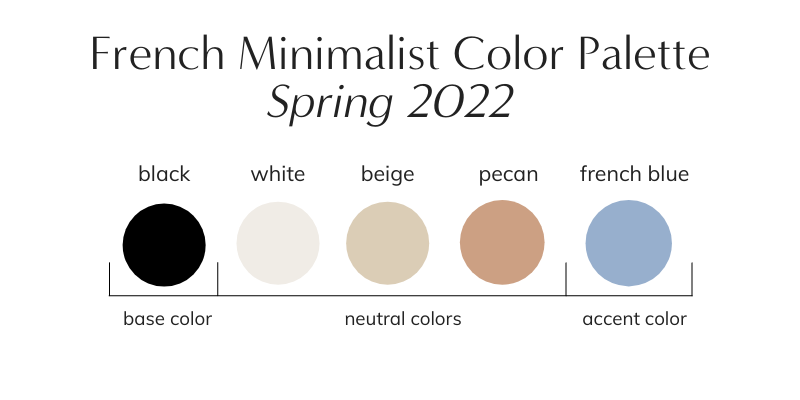 French Minimalist Capsule Wardrobe Sprint 2022 Color Palette